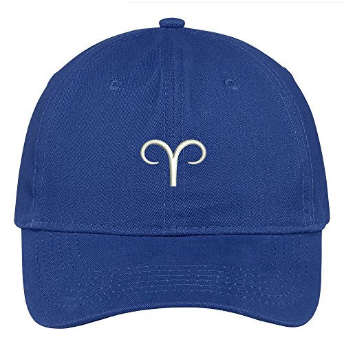 Trendy Apparel Shop Aries Zodiac Signs Embroidered Soft Crown 100% Brushed Cotton Cap