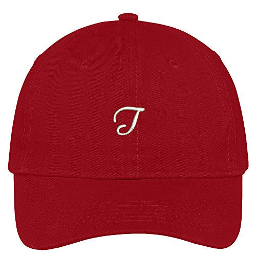 Trendy Apparel Shop Letter T Small Script Font Embroidered Adjustable Cotton Cap