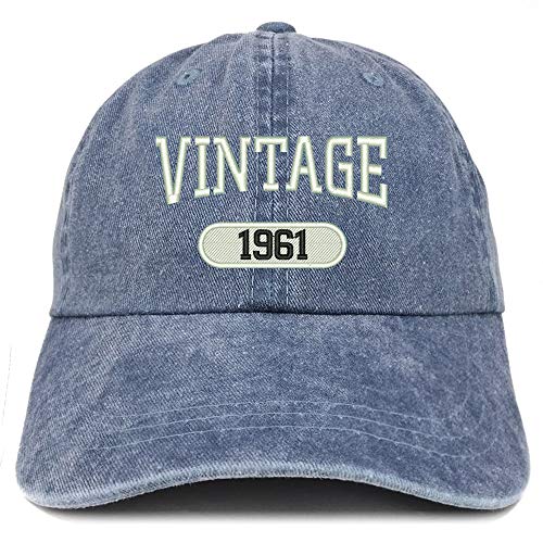 Trendy Apparel Shop 60th Birthday Vintage 1961 Washed Cotton Adjustable Cap