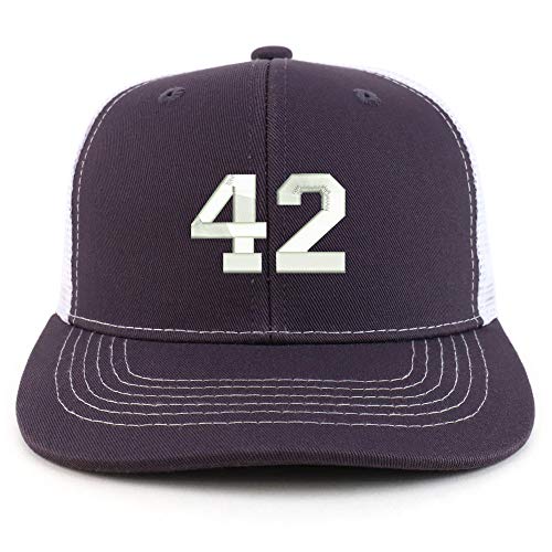 Trendy Apparel Shop Number 42 Collegiate Varsity Two Tone Trucker Baseball Cap