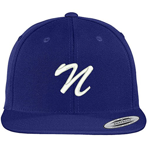 Trendy Apparel Shop Letter N Brushed Script Embroidered Flat Bill Snapback Baseball Cap