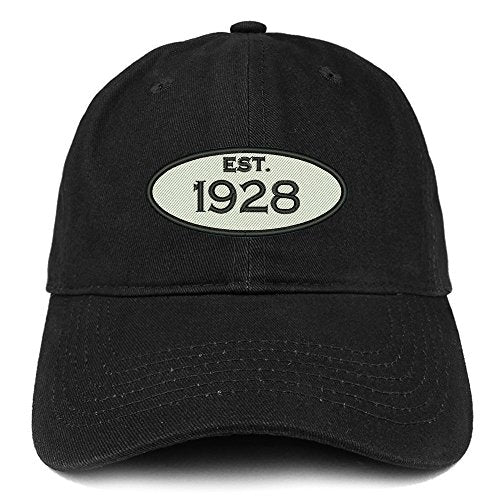 Trendy Apparel Shop Established 1928 Embroidered 93rd Birthday Gift Soft Crown Cotton Cap