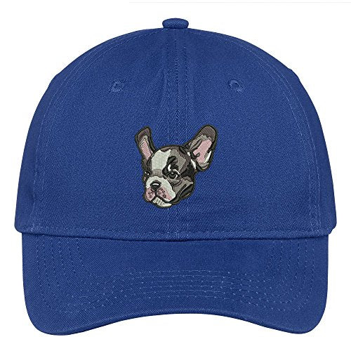 Trendy Apparel Shop French Bulldog Head Embroidered Low Profile Soft Cotton Brushed Cap
