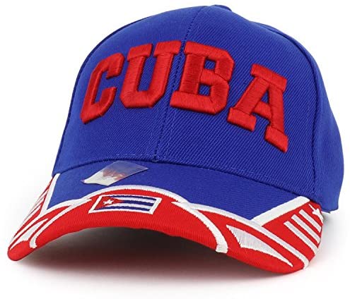 Trendy Apparel Shop Cuba 3D Embroidered Structured Flag Bill Baseball Cap - Royal RED