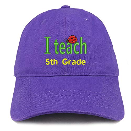 Trendy Apparel Shop I Teach 5th Grade Embroidered Soft Crown 100% Brushed Cotton Cap