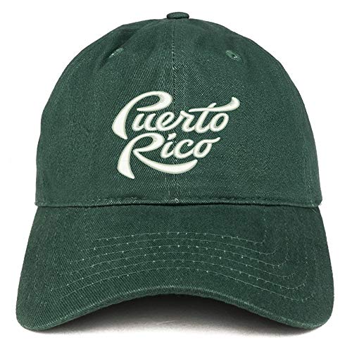 Trendy Apparel Shop Puerto Rico Script Embroidered Soft Crown 100% Brushed Cotton Cap