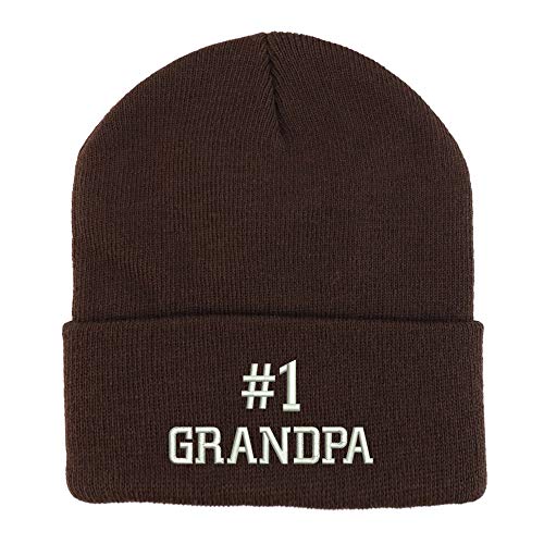 Trendy Apparel Shop Number 1 Grandpa Embroidered Winter Long Cuff Beanie