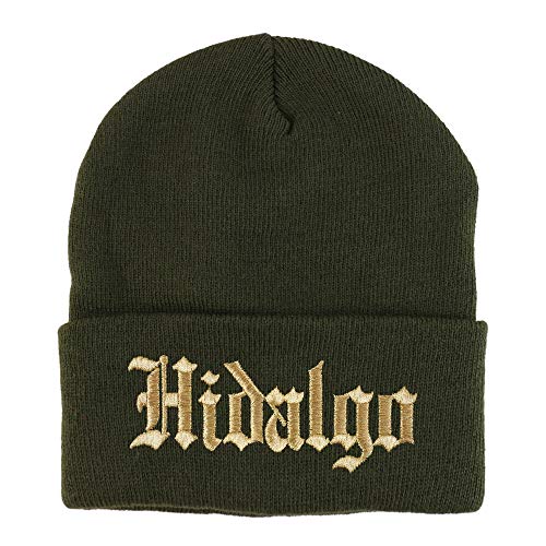Trendy Apparel Shop Old English Hidalgo Gold Embroidered Acrylic Knit Beanie Cap
