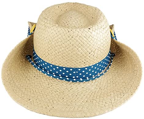 Trendy Apparel Shop Kid's Roll Up Brim Straw Cowboy Hat with Dotted Band