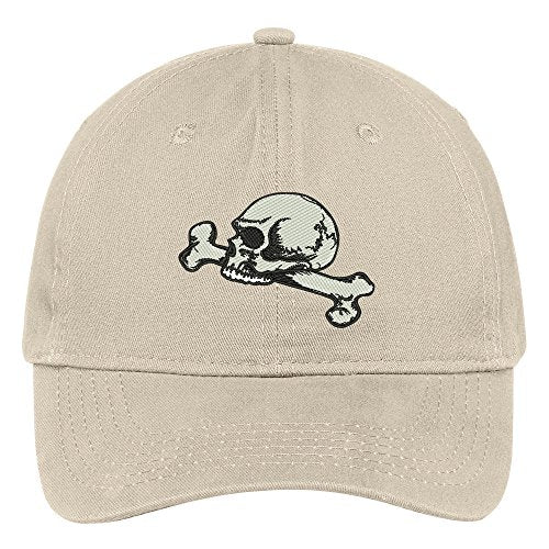 Trendy Apparel Shop Skull and Femur Embroidered Halloween Themed Cotton Baseball Cap