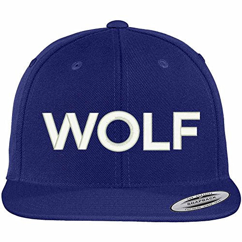 Trendy Apparel Shop Wolf Embroidered Flat Bill Snapback Ball Cap