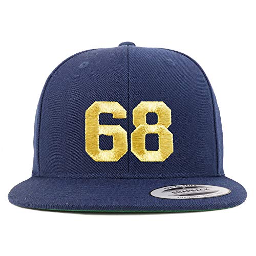 Trendy Apparel Shop Number 68 Gold Thread Flat Bill Snapback Baseball Cap