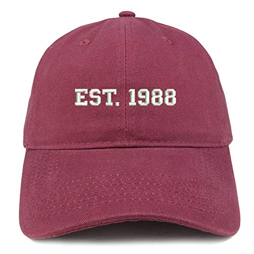 Trendy Apparel Shop EST 1988 Embroidered - 33rd Birthday Gift Soft Cotton Baseball Cap