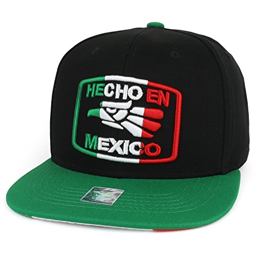 Trendy Apparel Shop Hecho En Mexico Flag Color Eagle 3D Embroidered Snapback Cap