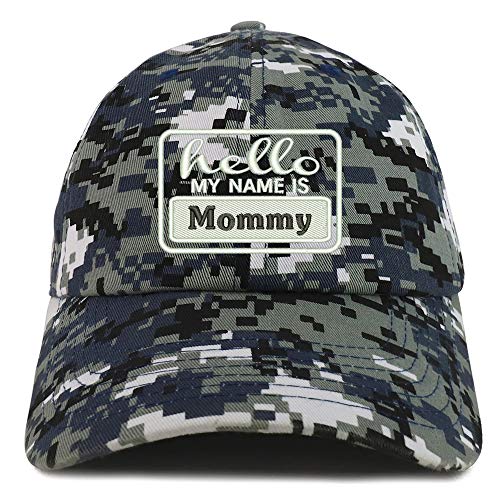 Trendy Apparel Shop Hello My Name is Mommy Soft Crown 100% Brushed Cotton Cap
