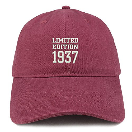 Trendy Apparel Shop Limited Edition 1937 Embroidered Birthday Gift Brushed Cotton Cap