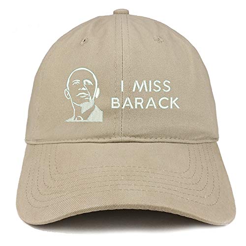Trendy Apparel Shop I Miss Barack and Portrait Embroidered Brushed Cotton Cap