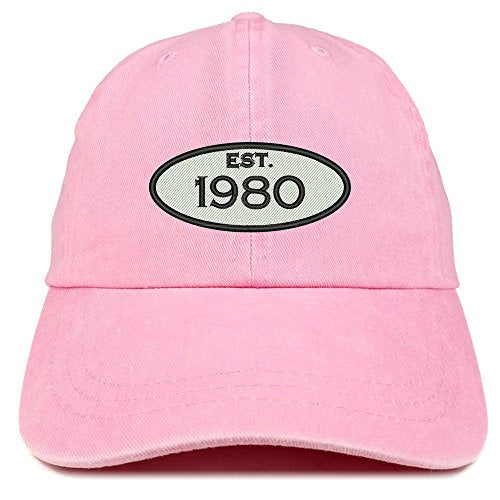 Trendy Apparel Shop Established 1980 Embroidered 41st Birthday Gift Pigment Dyed Washed Cotton Cap