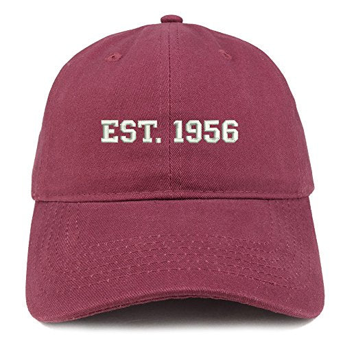 Trendy Apparel Shop EST 1956 Embroidered - 65th Birthday Gift Soft Cotton Baseball Cap