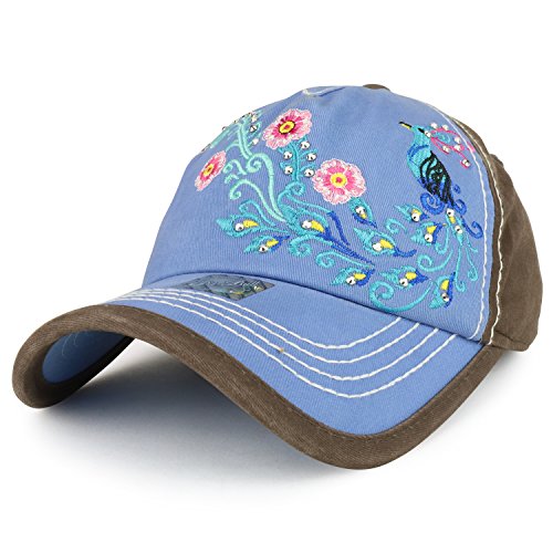 Trendy Apparel Shop Peacock Embroidered Stitch Multi Color Baseball Cap