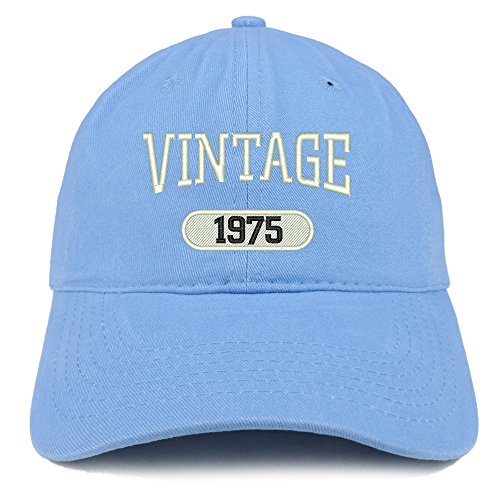 Trendy Apparel Shop Vintage 1975 Embroidered 46th Birthday Relaxed Fitting Cotton Cap