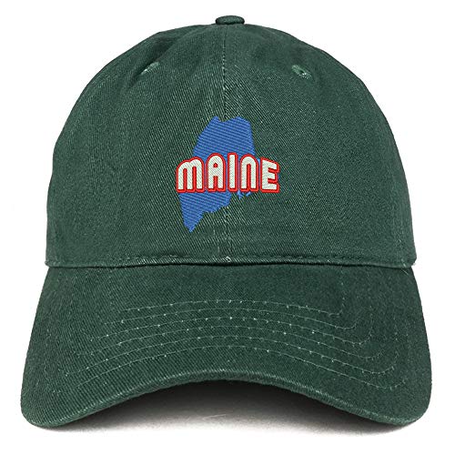 Trendy Apparel Shop Maine Map Embroidered Soft Crown 100% Brushed Cotton Cap