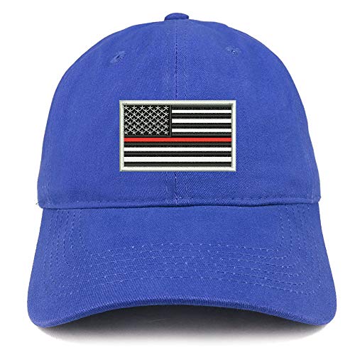 Trendy Apparel Shop US American Flag Thin Red Embroidered Soft Cotton Cap