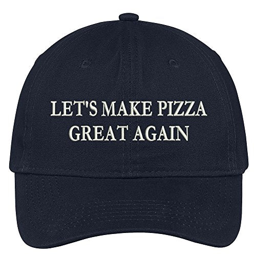 Trendy Apparel Shop Let's Make Pizza Great Again Embroidered Soft Crown 100% Brushed Cotton Cap