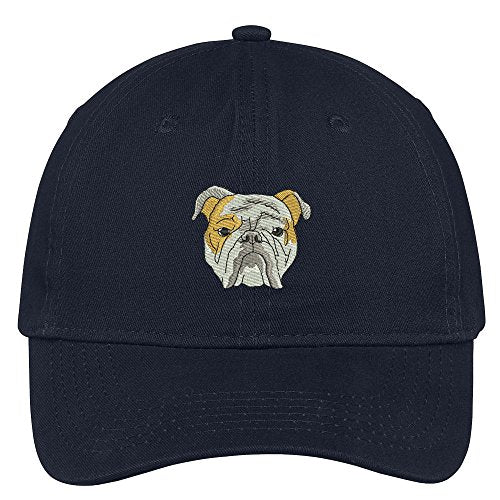 Trendy Apparel Shop English Bulldog Head Embroidered Low Profile Soft Cotton Brushed Cap