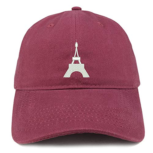 Trendy Apparel Shop Small Eifel Tower Embroidered Soft Crown 100% Brushed Cotton Cap