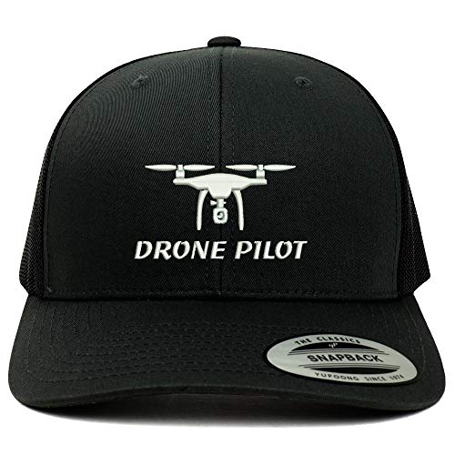 Trendy Apparel Shop Flexfit Drone Pilot Embroidered Retro fit Trucker Mesh Cap