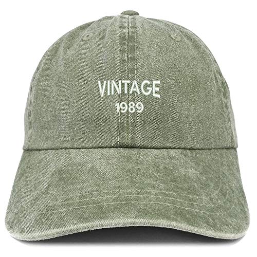 Trendy Apparel Shop Small Vintage 1989 Embroidered 32nd Birthday Washed Pigment Dyed Cap