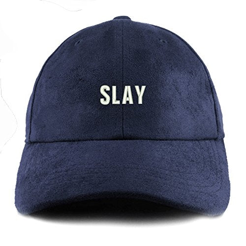 Trendy Apparel Shop Slay Embroidered Faux Suede Leather Adjustable Cap