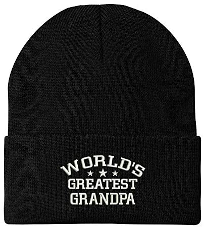 Trendy Apparel Shop World's Greatest Grandpa Embroidered Winter Long Cuff Beanie