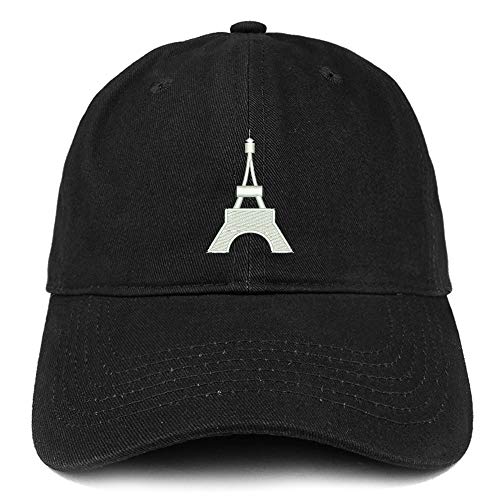 Trendy Apparel Shop Small Eifel Tower Embroidered Soft Crown 100% Brushed Cotton Cap