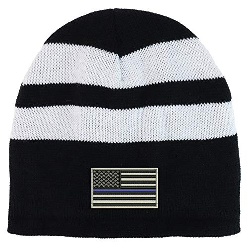 Trendy Apparel Shop USA TBL Flag Fleece Lined Striped Short Beanie
