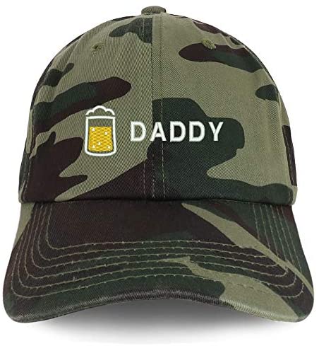 Trendy Apparel Shop Daddy with Beer Embroidered Brushed Cotton Cap