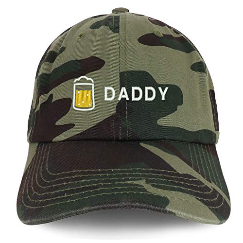 Trendy Apparel Shop Daddy with Beer Embroidered Brushed Cotton Cap