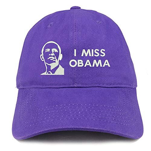 Trendy Apparel Shop I Miss Obama and Portrait Embroidered Brushed Cotton Cap