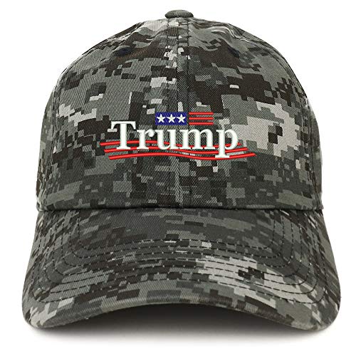 Trendy Apparel Shop Trump Wavy Small Flag Embroidered 100% Cotton Adjustable Cap Dad Hat