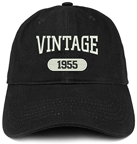 Trendy Apparel Shop Vintage 1955 Embroidered 66th Birthday Relaxed Fitting Cotton Cap