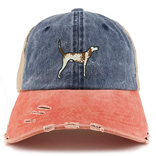 Trendy Apparel Shop Pointer Dog Embroidered Frayed Bill Trucker Mesh Back Cap