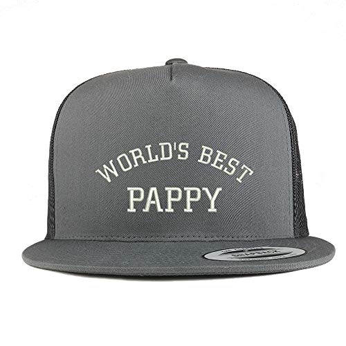 Trendy Apparel Shop Flexfit XXL World's Best Pappy Embroidered 5 Panel Flatbill Trucker Mesh Cap