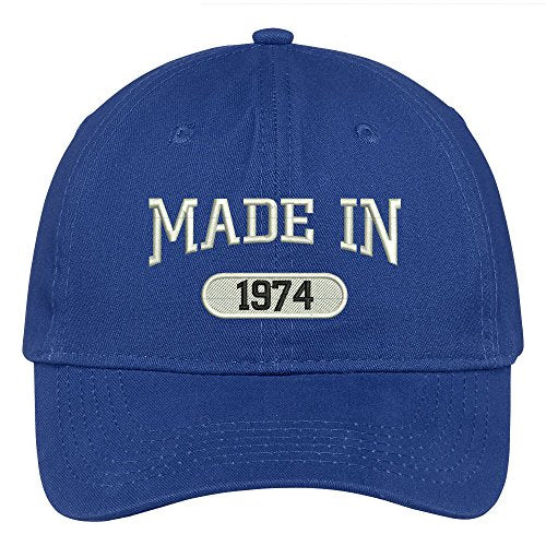 Trendy Apparel Shop 45th Birthday - Made in 1974 Embroidered Low Profile Cotton Baseball Cap