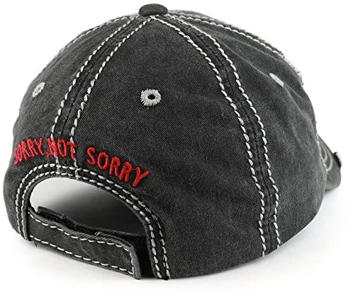 Trendy Apparel Shop Sorry Not Sorry Patch Embroidered Frayed Vintage Unstructured Baseball Cap