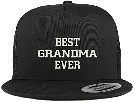 Trendy Apparel Shop Best Grandma Ever Embroidered 5 Panel Flat Bill Trucker Mesh Back Cap