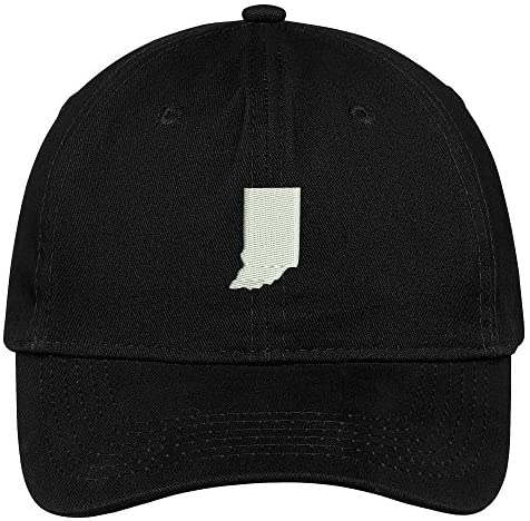 Trendy Apparel Shop Indiana State Map Embroidered Low Profile Soft Cotton Brushed Baseball Cap