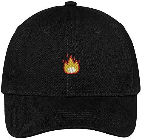 Trendy Apparel Shop Fire Emoticon Embroidered 100% Quality Brushed Cotton Baseball Cap