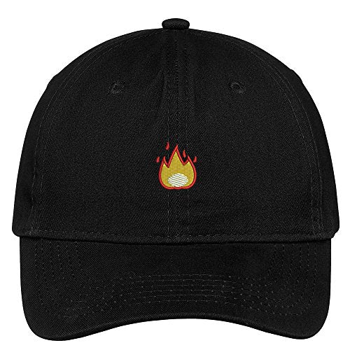 Trendy Apparel Shop Fire Emoticon Embroidered 100% Quality Brushed Cotton Baseball Cap