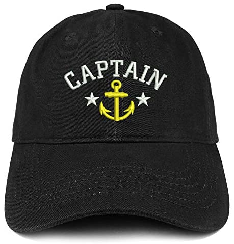 Trendy Apparel Shop Captain Embroidered Soft Crown 100% Brushed Cotton Cap